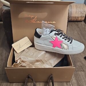 Vintage Havana , Firecracker, Neon Pink/ Leopard, Tennis Shoes, Size 9